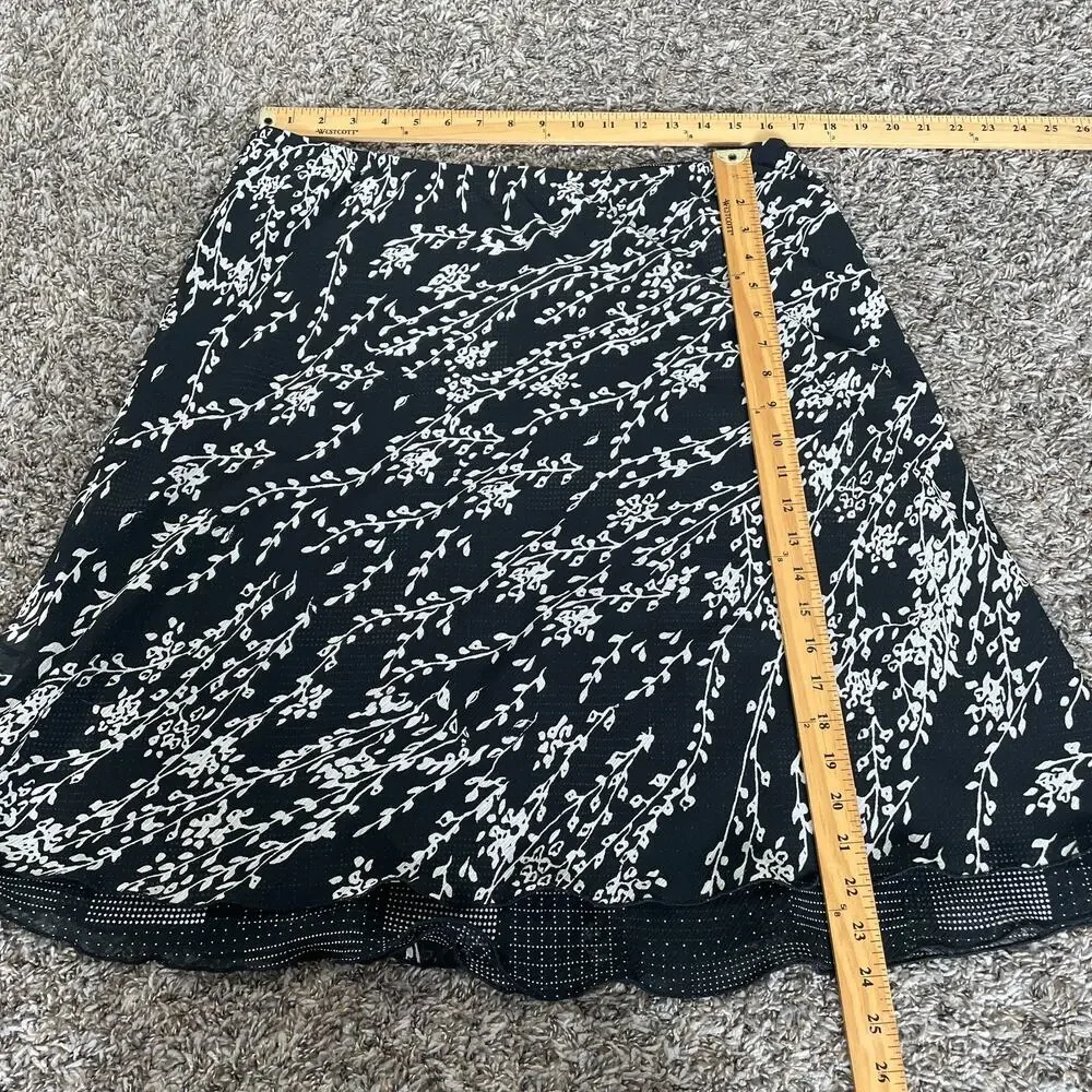 Reversible Midi Skirt Large Black Floral Geo Layered Chiffon Y2K Fairy Whimsy